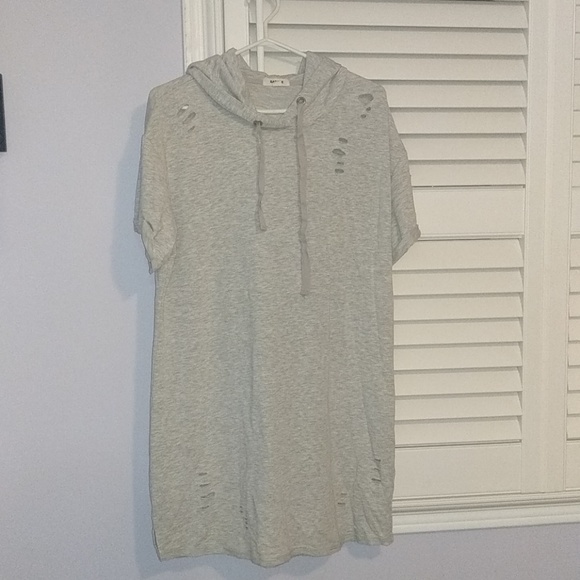 Distressed T-Shirt Dress with hood - Picture 2 of 2